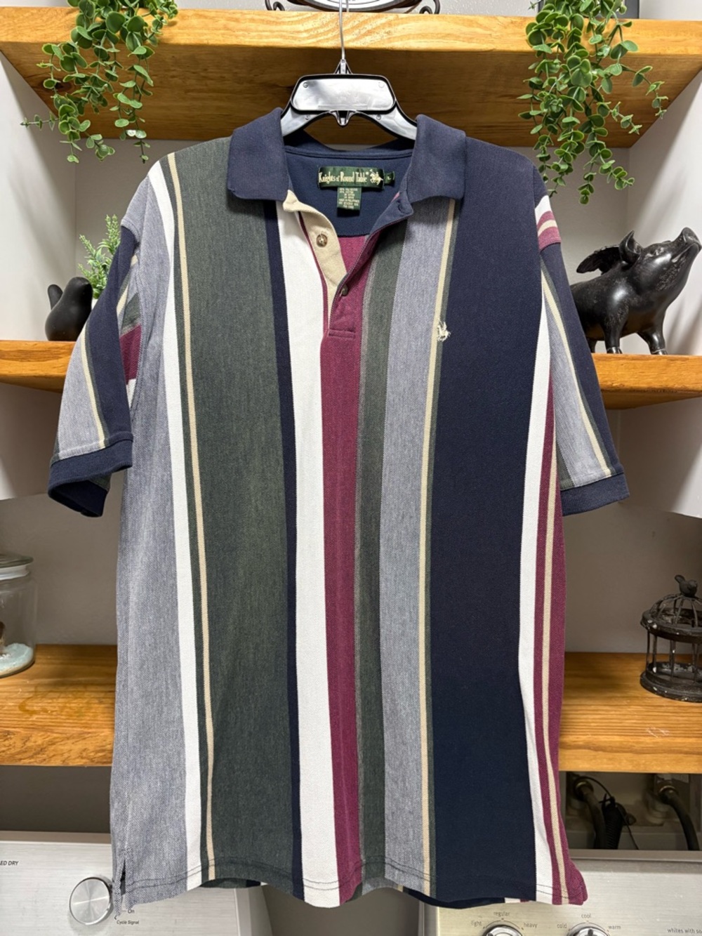 Knights of Round Table Men’s Multicolor Vertical Stripe Polo Shirt